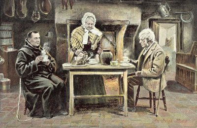 Ett irländskt hem (färg litho) av English School