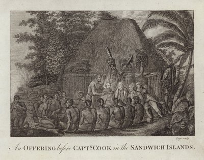 En offergåva inför Captain Cook av English School