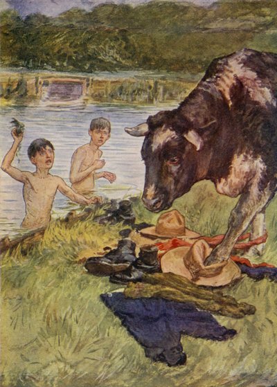 En oförutsedd besökare (färg litho) av English School