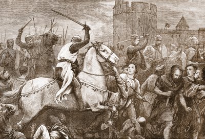 Ett tidigt påvligt korståg mot valdenserna, illustration från "The History of Protestantism" av James Aitken Wylie (1808-1890), pub. 1878 (gravyr) av English School
