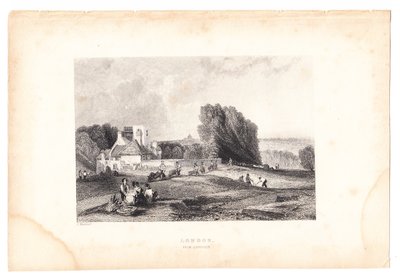 En gravyr av London från Highgate, cirka 1800 (gravyr) av English School