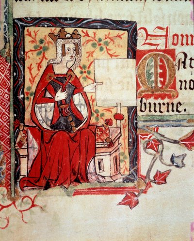 En illumination föreställande Mathilde the Emperesse (ca. 1102-1167), även känd som Maud och Mathilde av England, hustru till Henrik V av det heliga riket och hämtad från boken "Histoire d