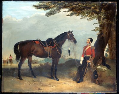 En oidentifierad officer från 3:e regementet av Dragon Guards, ca 1850 av English School