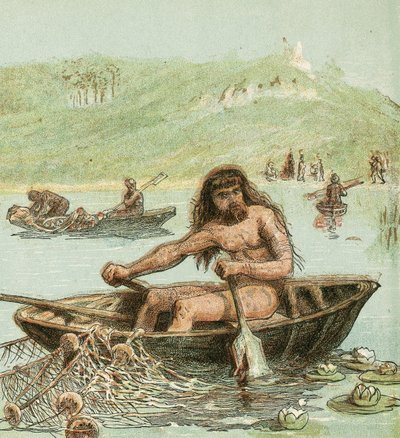 Oldtidens Brite i sit Boatswed av English School