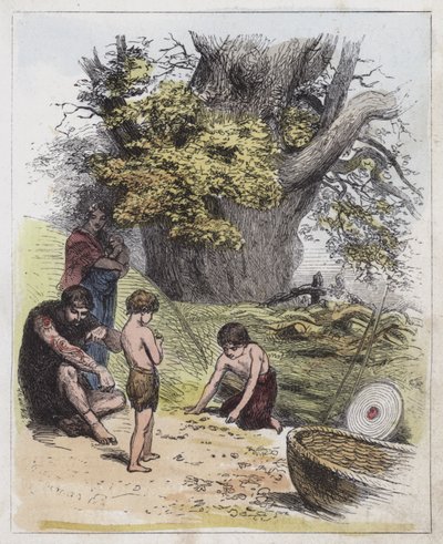 Forntida britter (färgad gravyr) av English School