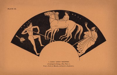 Antik grekisk utbildning: En ridlektion, montering (litografi) av English School