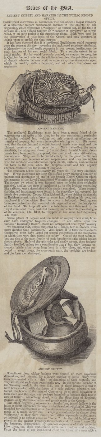 Ancient Skippet och Hanaper i Public Record Office (gravyr) av English School