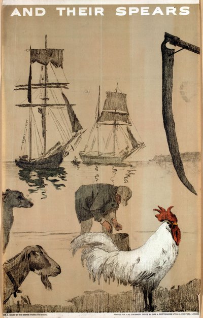 And Their Spears, från serien "The Empire Stands for Peace" (färg litho) av English School
