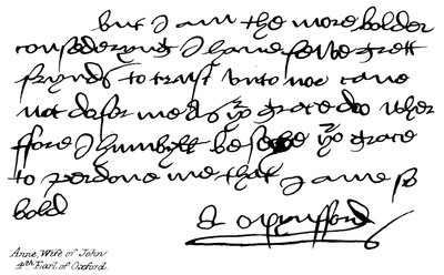 Anne, fru till John, 4:e earlen av Oxford av English School