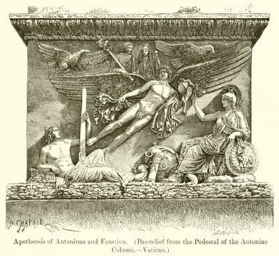 Antoninus och Faustinas apoteos. (Basrelief från Antonins kolumns piedestal.--Vatikanen) av English School