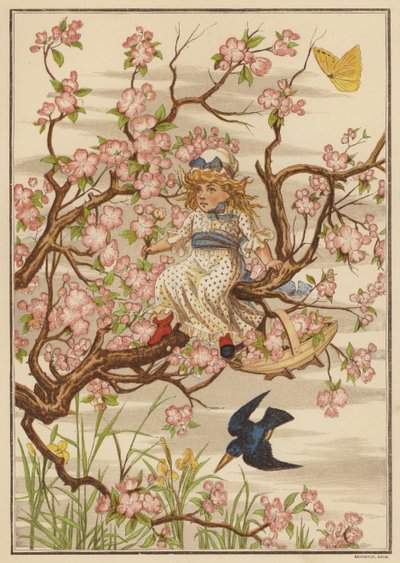 Äppelblom (färg litho) av English School