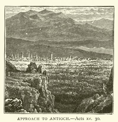 Approach to Antioch, Apostlagärningarna, xv, 30 (gravyr) av English School
