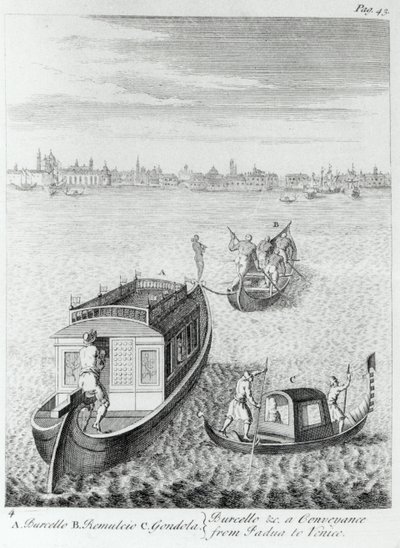 Närmar sig Venedig med vatten från Padua, från några observationer gjorda under resor genom Frankrike, Italien etc. under åren 1720-22 av Edward Wright, publicerad 1730 av English School