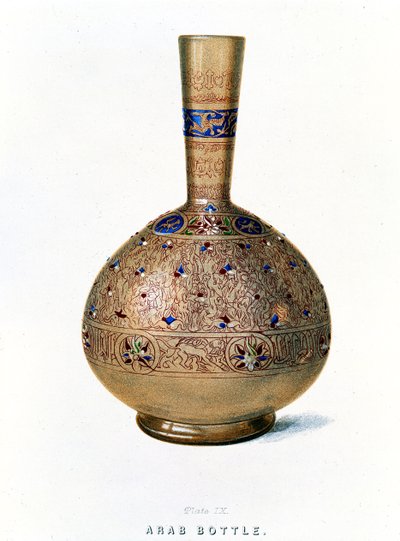 Arab Bottle, tallrik IX från ett sent 1800-talsalbum med glasmönster av English School