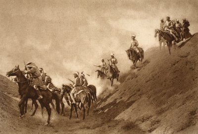 Arabisk beriden polis hjälpte britterna att korsa den torkade bädden av en gammal kanal, 1914-19 av English School