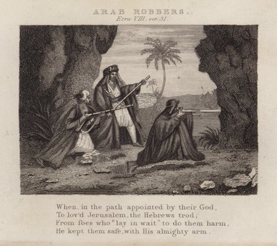 Arabiska rövare, Ezra VIII, ver 31 (gravyr) av English School