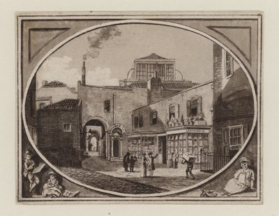Archibald Roberton, trycksakssäljare, från Savill Row Passage, angränsande Squibs Auction Room, cirka 1790 av English School
