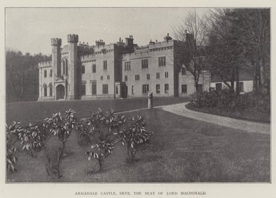 Armadale Castle, Skye, säte för Lord Macdonald (litho) av English School