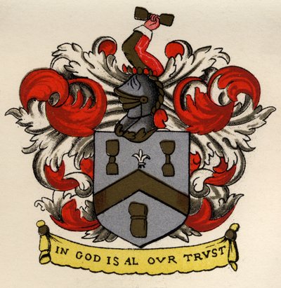 Arms of the Bricklayers and Tilers of the Gateshead Chapter, 1671, från The History of Freemasonry, volym II, publicerad av Thomas C. Jack, London, 1883 av English School