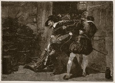 Arrestering av Guy Fawkes, illustration från Cassells Illustrated History of England (sepiafoto) av English School
