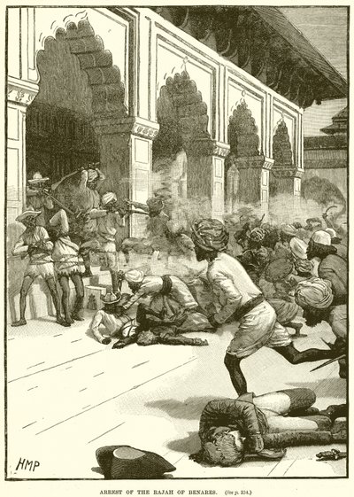 Arrestering av Rajah av Benares av English School