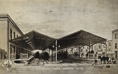 Ankomst- och avgångsskjul, Euston 1838 av English School