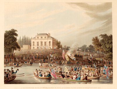 Ankomst till Brandenburgska vattenmännens hus, etc med ett tilltal till drottningen den 3 oktober 18 av English School