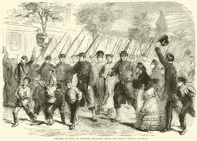 Ankomst till Paris av preussiska fångar efter slaget före Bagneux, oktober 1870 av English School