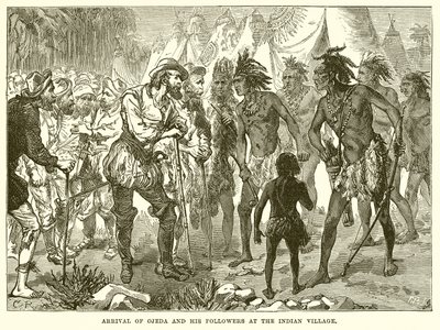 Ojedas och hans anhängares ankomst till Indian Village av English School