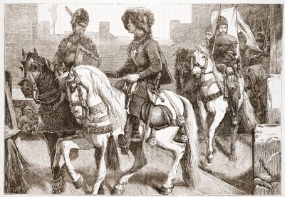 Hussite-deputeradenas ankomst till Basel, illustration från The History of Protestantism av James Aitken Wylie (1808-1890), pub. 1878 av English School
