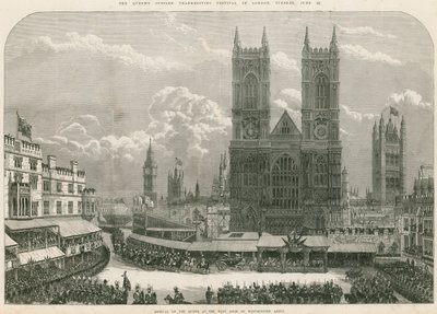 Ankomst av drottning Victoria vid västra dörren till Westminster Abbey av English School