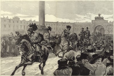 Ankomst av den nya kejsaren och kejsarinnan av Ryssland till Vinterpalatset av English School