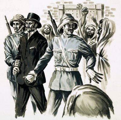 Arthur Evans besökte många problemställen i Europa (gouache på papper) av English School
