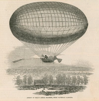 Ascent of Bells antennmaskin från Vauxhall Gardens, London av English School