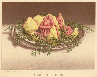 Assorterade isglassar (färglitografi) av English School