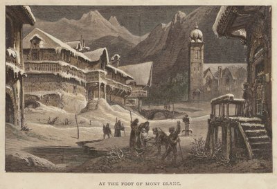 Vid foten av Mont Blanc (färgad gravyr) av English School