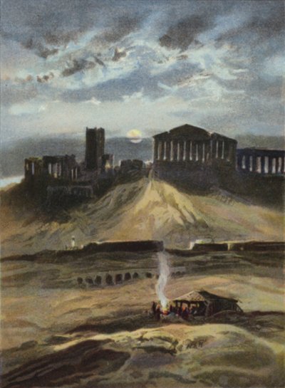 Aten i månsken (färg litho) av English School