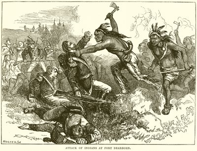 Attack av indianer vid Fort Dearborn av English School