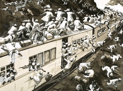 Attack på ett indiskt tåg under 1947 av English School