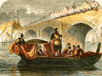 Försök att sänka Eleanors pråm, drottning av Henry III, vid London Bridge av English School