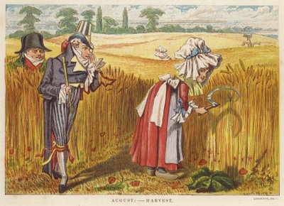 Augusti: skörd (färg litho) av English School