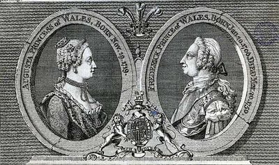 Augusta, Princess of Wales (1719-72) och Frederick Louis, Prince of Wales (1707-51), minnesmärke från Gentleman