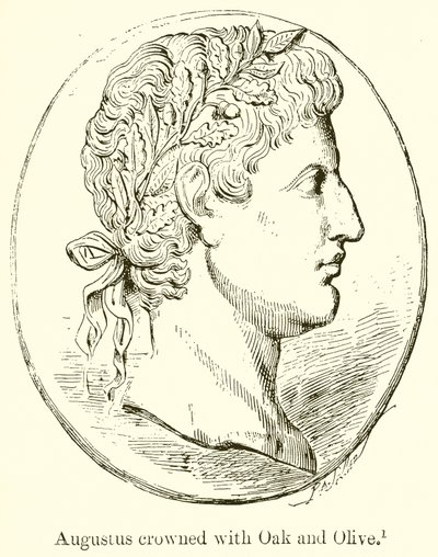 Augustus krönt med ek och oliv av English School