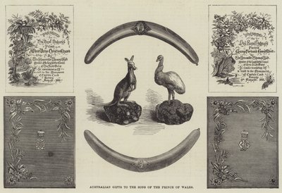 Australische Geschenke an die Söhne des Prinzen von Wales (Gravur) von English School