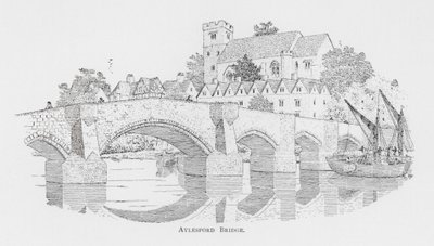 Aylesford Bridge (litografi) av English School