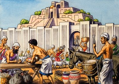 Aztekiska staden Tenochtitlan av English School