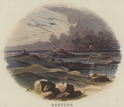 Babylon (färgad gravyr) av English School