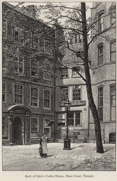 Baksidan av Dicks Coffee House, Hare Court, Temple av English School