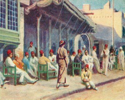 Bagdad, typiskt kafé (färglitografi) av English School