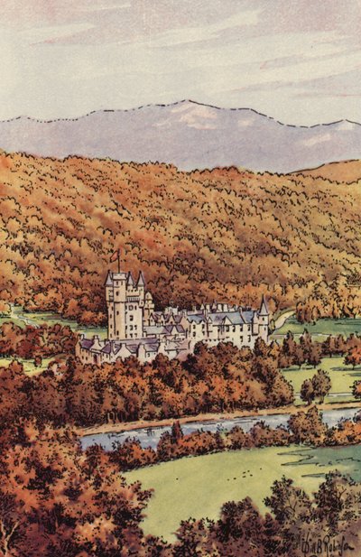 Balmoral Castle (färg litho) av English School